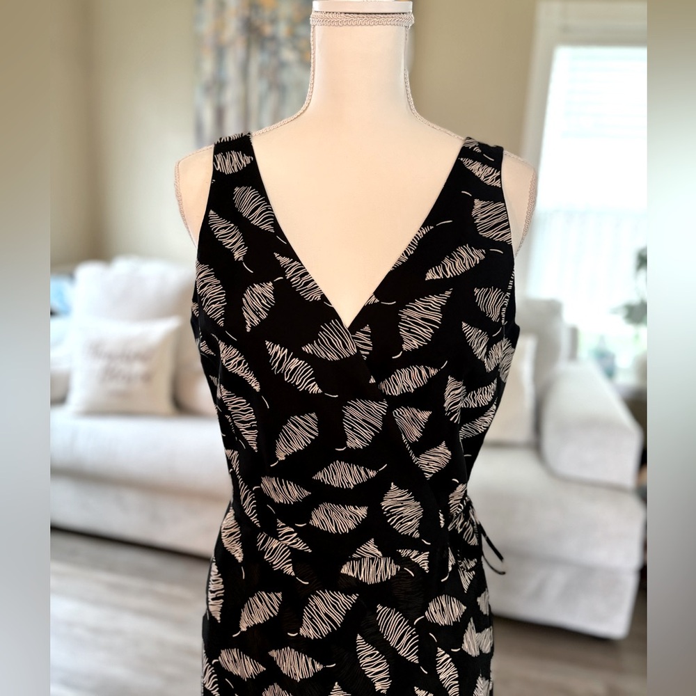 Mario Balthazar Black & Cream Sleeveless Full Wrap Dress Size 10 - Picture 4 of 12